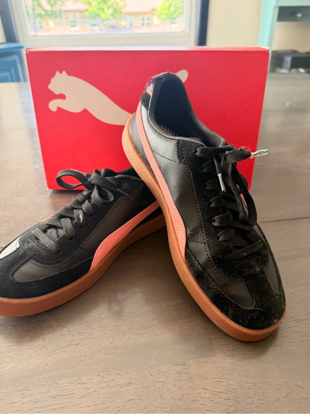 Puma Club Era II Black Sneakers with Pink Stripe and Gum Sole